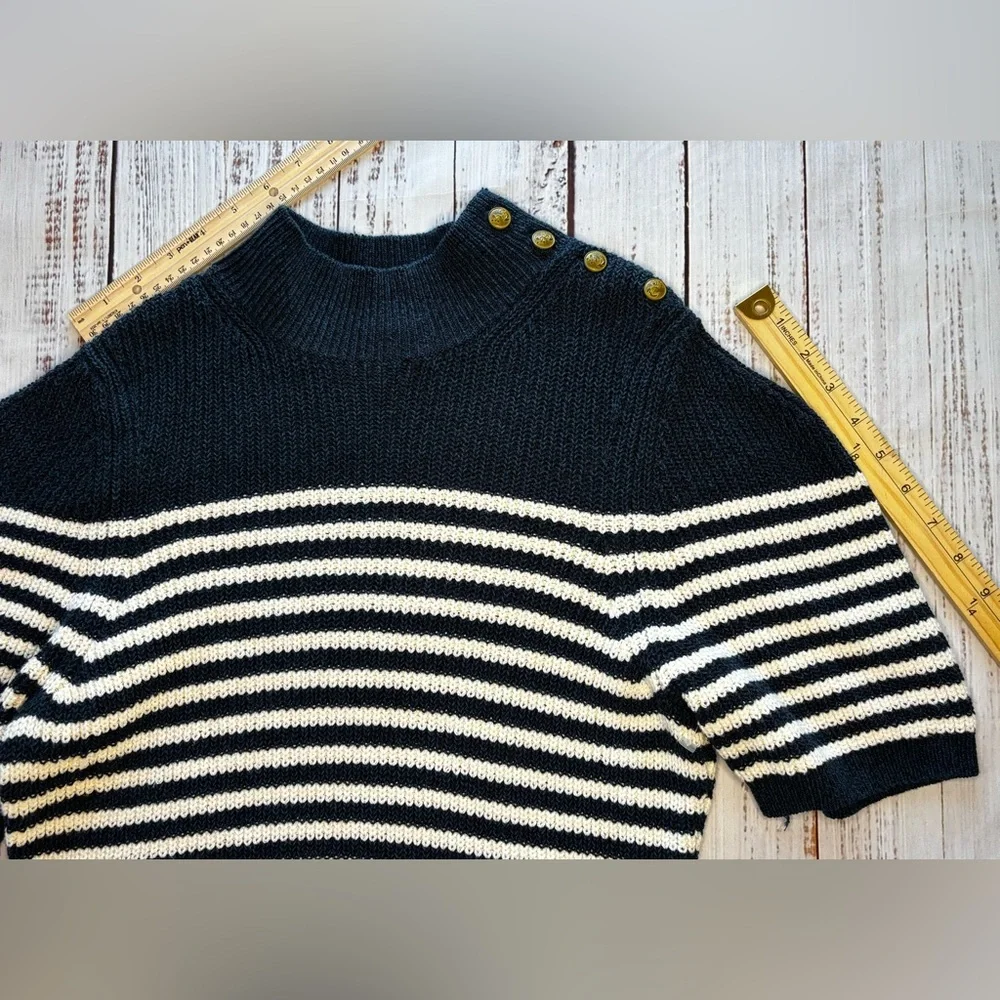 Anthropologie Maeve Divendra Navy & White Stripe Pullover Knit Sweater - Picture 4 of 11
